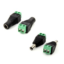 Pair Of Female Male Jack Connectors 5.5x2.1mm DC Power Supply